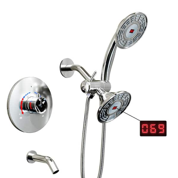 EVERSTEIN Double Handle 2-Spray Shower Faucet Set with High Pressure in Brushed Nickel (Valve Included)