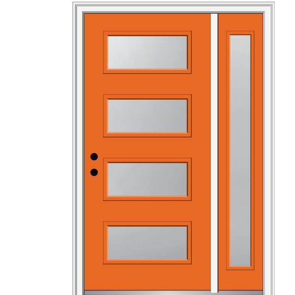 MMI Door 51 in. x 81.75 in. Celeste Frosted Glass Right-Hand Inswing 4 ...