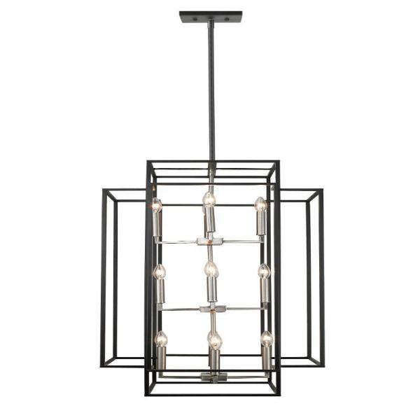 Titania Black and Brushed Nickel 12-Light Geometric Pendant