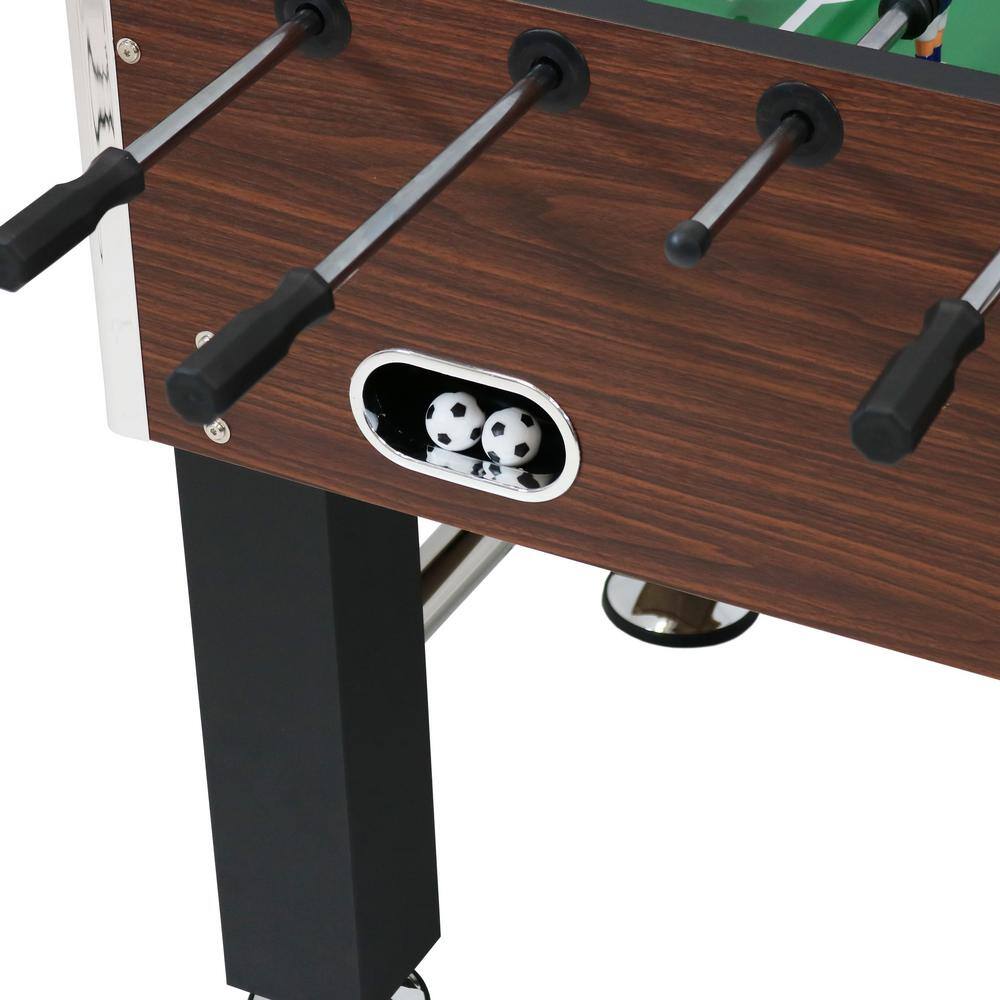 Sunnydaze 55-Inch Brown Faux Wood Foosball Table with Drink Holders