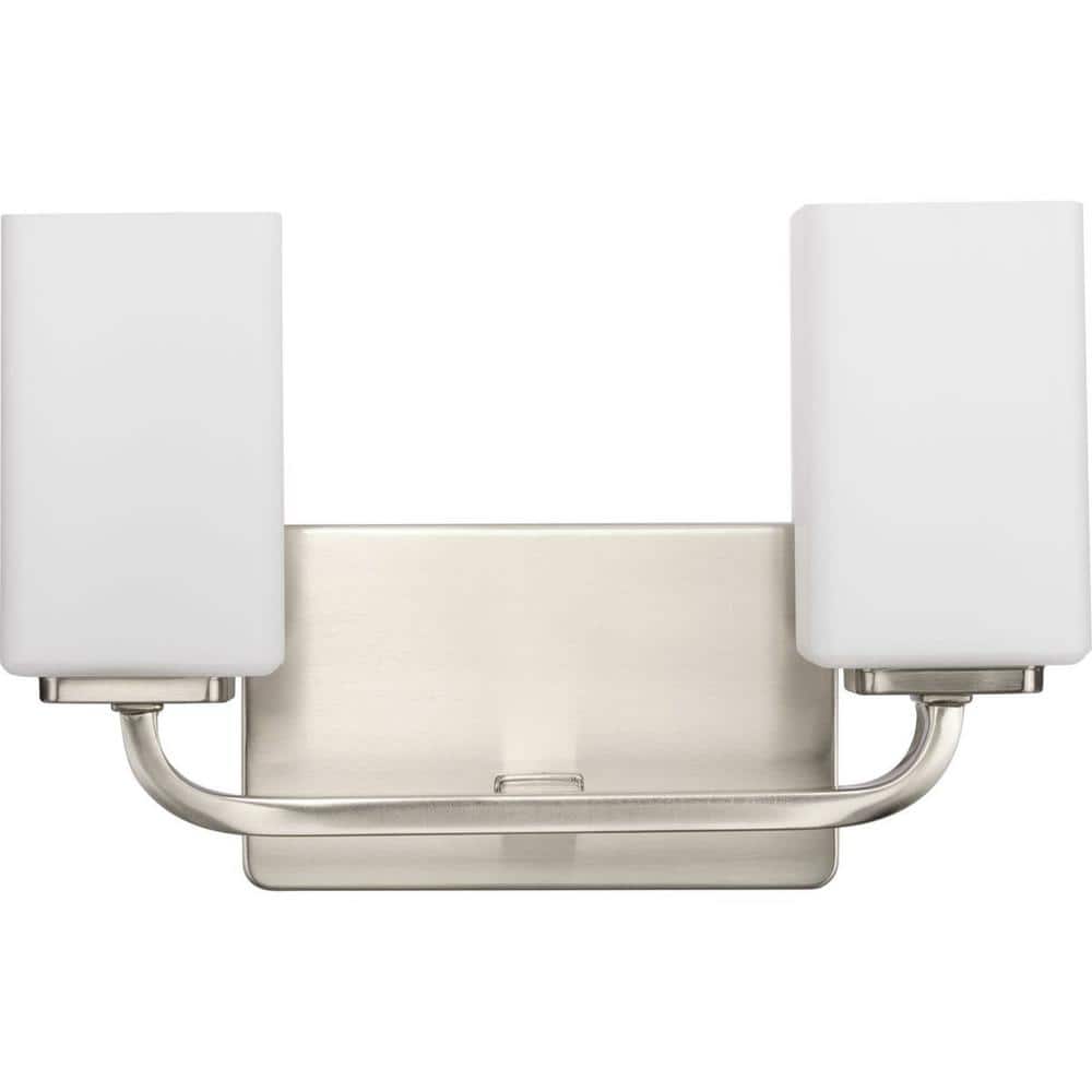Cowan Brushed Nickel 2-Light Wall Sconce with Etched Opal Glass