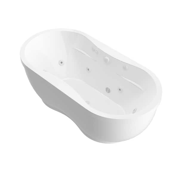 Universal Tubs Agate 71.25 in. L x 35.8 in. W Flatbottom Whirlpool Bathtub in White