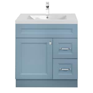 Casa 30 in. W x 21 in. D x 36 in. H Wall-Mounted Rectangle Basin with Vanity Top in Cadet Blue