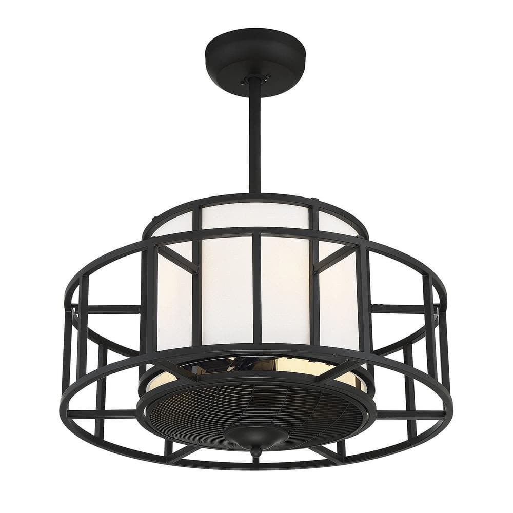 Oslo Matte Black 4-Light Chandelier Fan with Remote