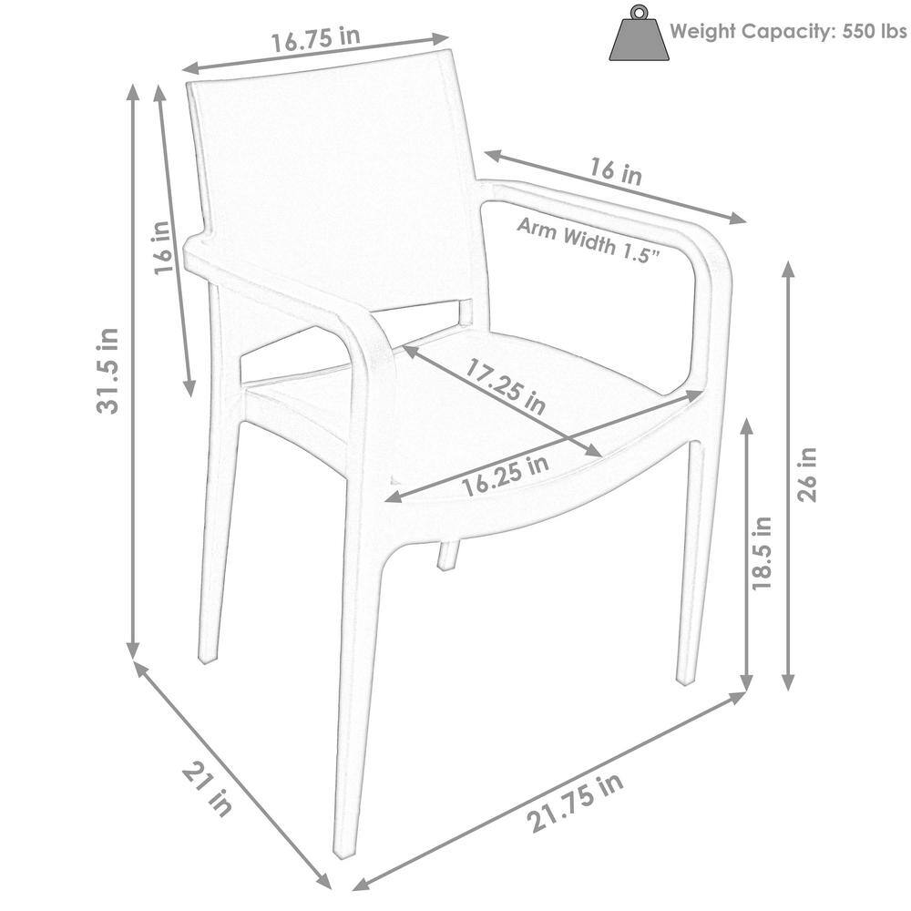 Landon Red Plastic All-Weather Outdoor Dining Armchair Set