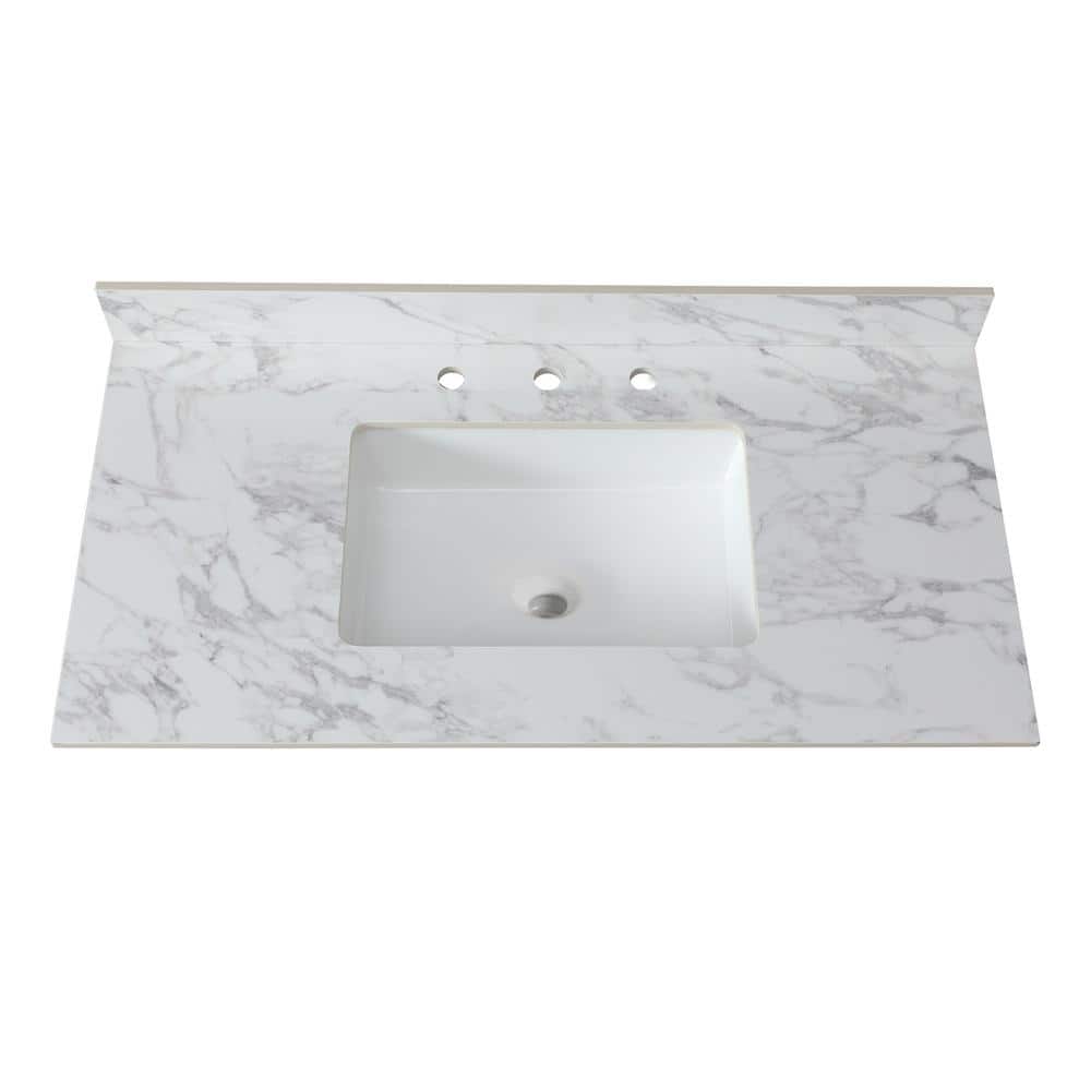 31 in. W x 22 in. D Engineered Stone Composite White Rectangular Single Sink and Bathroom Vanity Top in White price history on PriceWatchPro