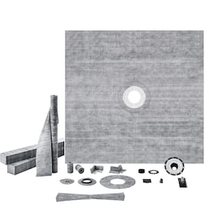 Shower Curb Kit 72 in. W x 72 in. L Shower Kit 4 in. Stainless Steel Grate Shower Pan Slope Sticks with PVC Flange