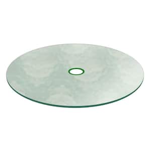 48 in. Aquatex Round Patio Glass Table Top, 3/16 in. Thickness Tempered Flat Edge Polished with 2 in. Hole
