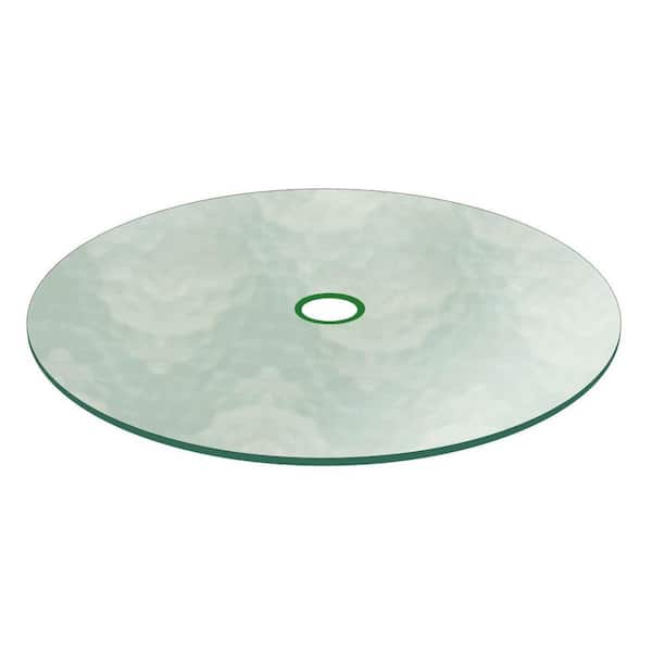 Fab Glass and Mirror 48 in. Aquatex Round Patio Glass Table Top, 3/16 in. Thickness Tempered Flat Edge Polished with 2 in. Hole
