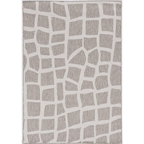 MILLERTON HOME Isla Gray 5 ft. x 8 ft. Mid-Century Distressed Indoor/Outdoor Area Rug