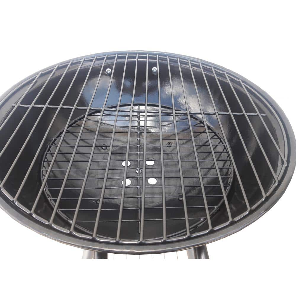 Panther 19'' Black Porcelain-Enamel Kettle Charcoal Grill