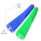Blue and Green Wavy Mega Noodle Big Round Premium Outdoor Water Float (2-Pack)