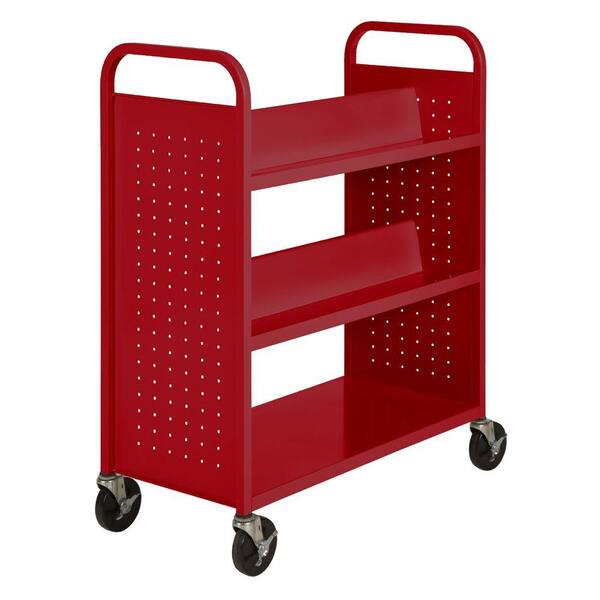 Sandusky Fire Engine Red Mobile Steel Bookcase