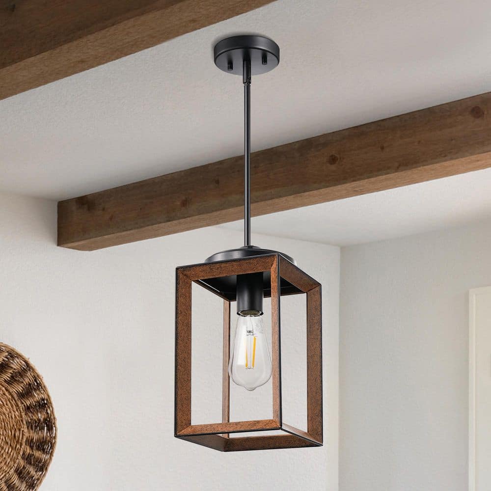 60-Watt 1-Light Farmhouse Shaded Pendant Light with Metal Cage Shade, No Bulbs Included price history on PriceWatchPro
