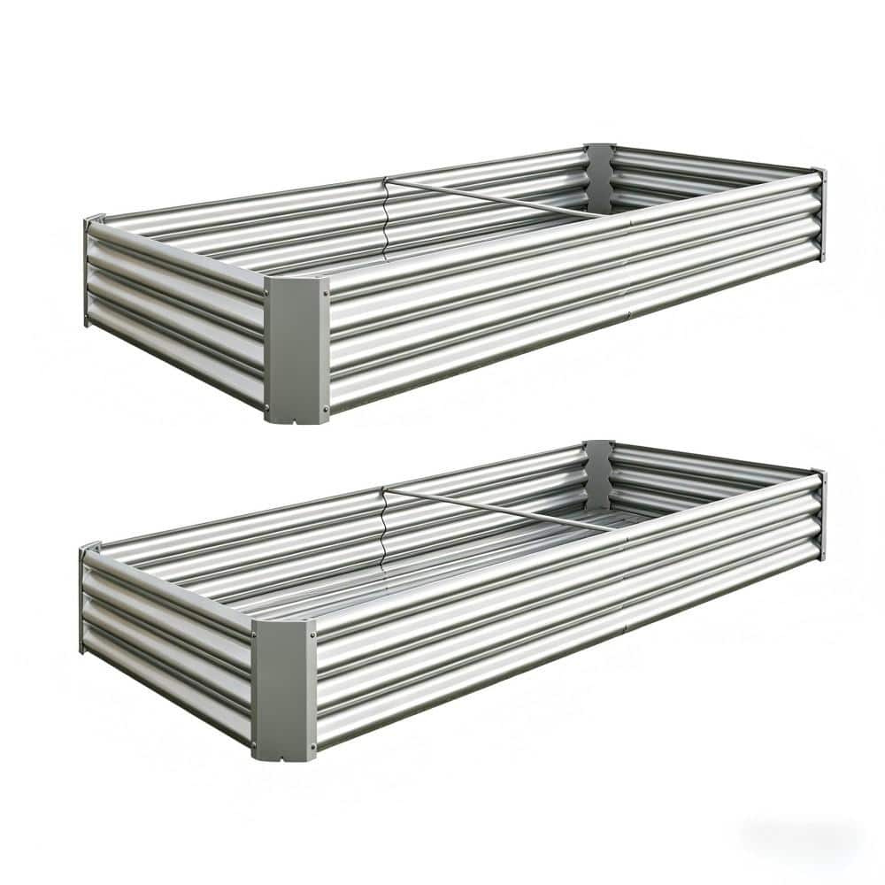 8 ft. L x 4 ft. W x 1 ft. H Silver Metal Rectangular Raised Garden Bed, Raised Planter for Flowers Plants, 2PCS price history on PriceWatchPro