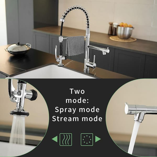 FlowTech 4-in-1 Kitchen Faucet With Pull-Down Sprayer – 304 Stainless Steel, 360° Swivel, Multi-Function Sink Tap For RV & Bar
