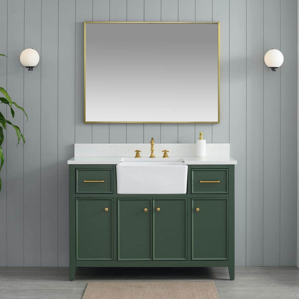 Casey 48 in. W x 22 in. D Bath Vanity in Evergreen with Engineered Stone Vanity Top in Ariston White with White Sink price history on PriceWatchPro