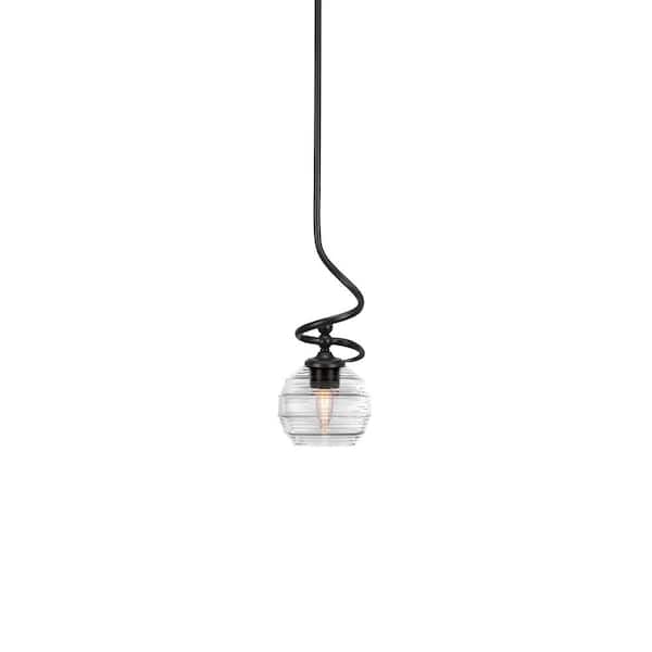 Unbranded Royale 100 W 1-Light Matte Black Standard Mini Pendant Light with Glass Shade