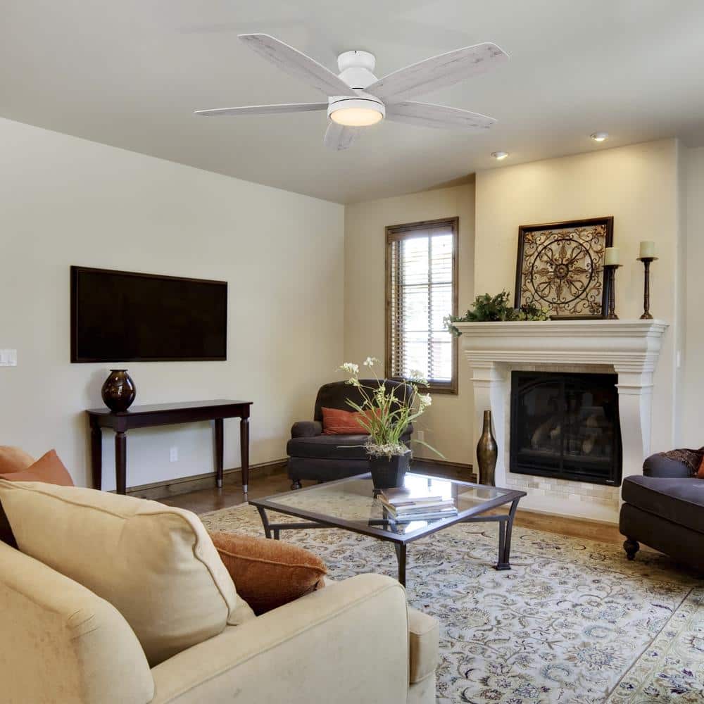 Povjeta 52" White Plywood 5-Blade Ceiling Fan with Remote