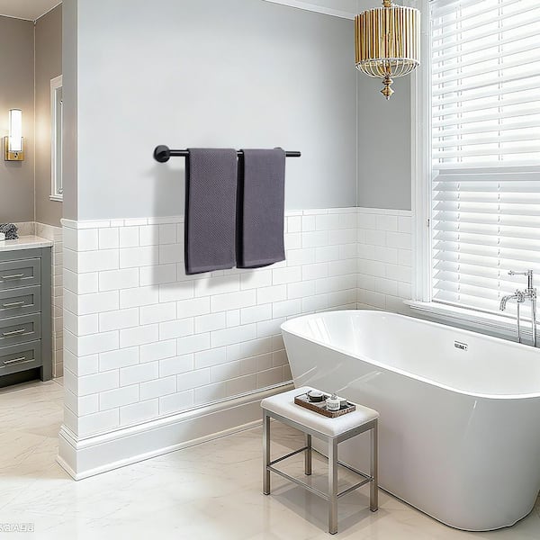 24 in. Wall Mounted Single Towel Bar Bath Hardware Accessory in Matte Black