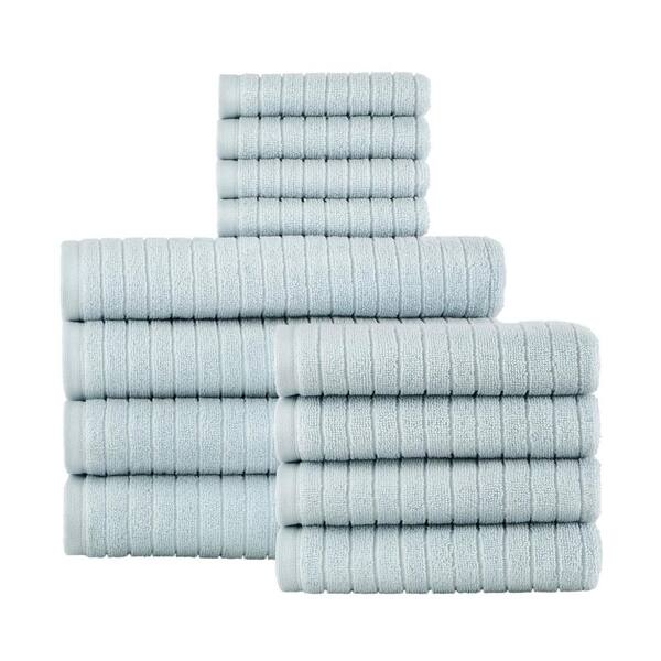 StyleWell Turkish Cotton White and Lake Blue Stripe 6-Piece Fringe Bath  Towel Set E7245 - The Home Depot