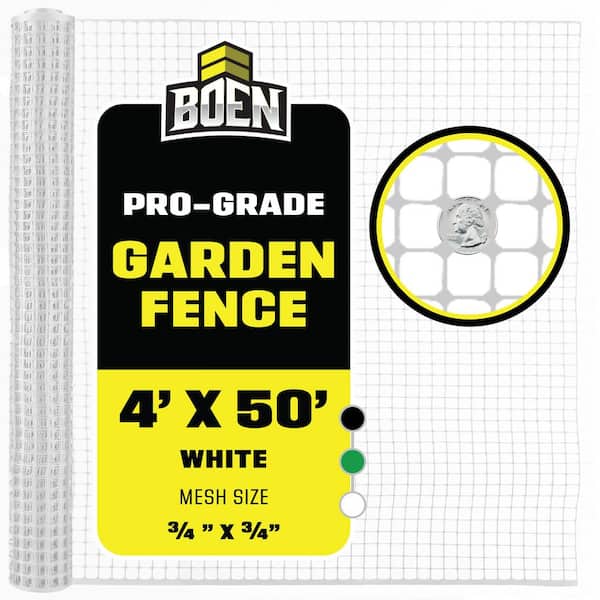 4 ft. x 50 ft. White Plastic Garden Fence