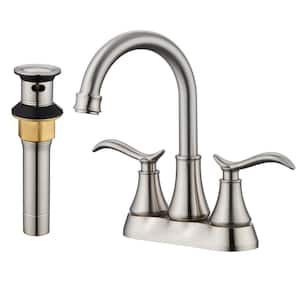 4 in. Centerset 2-Handle Bathroom Sink Faucet with Pop-Up Drain in Brushed Nickel