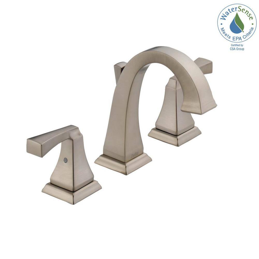 Modern Art Deco Inspired Stainless Steel Widespread Bathroom Faucet