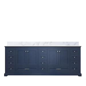Dukes 84 in. W x 22 in. D Navy Blue Double Bath Vanity and Carrara Marble Top