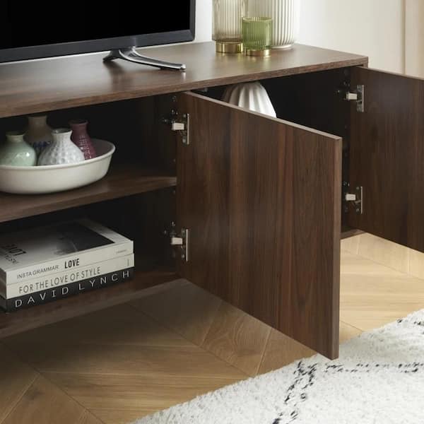 Edwin's Choice Dark Walnut 75 in. TV Stand Fits TVs up to 85 in