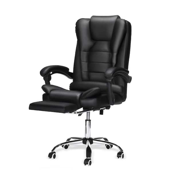 Hoffree Black Faux Leather Executive Office Chair with Lumbar