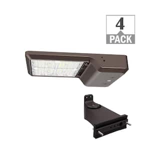 175-Watt Equivalent Integrated LED Bronze Area Light Straight Arm Kit TYPE 3 Adjustable Lumens CCT (4-Pack)