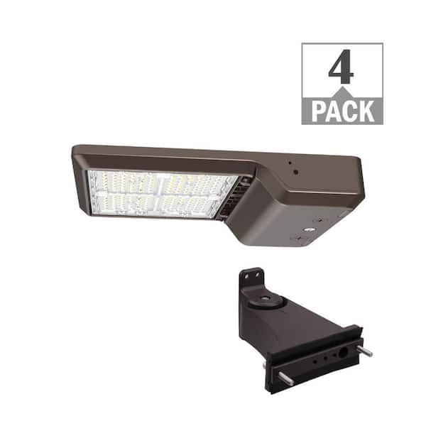 ETI LIGHTING 175-Watt Equivalent Integrated LED Bronze Area Light Straight Arm Kit TYPE 3 Adjustable Lumens CCT (4-Pack)