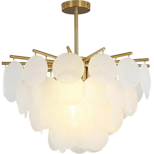 23.6 in. 8-Light Modern Semi Flush Mount Ceiling Light, Wind Chimes Shell Luxury Chandelier for Bedroom, Bulbs Included