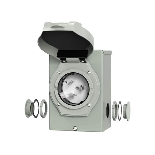 50 Amp Power Inlet Box, Waterproof & Rustproof, 125/250V, 12500W, w/ LED Indicator, NEMA SS2-50P, for Outdoor Use