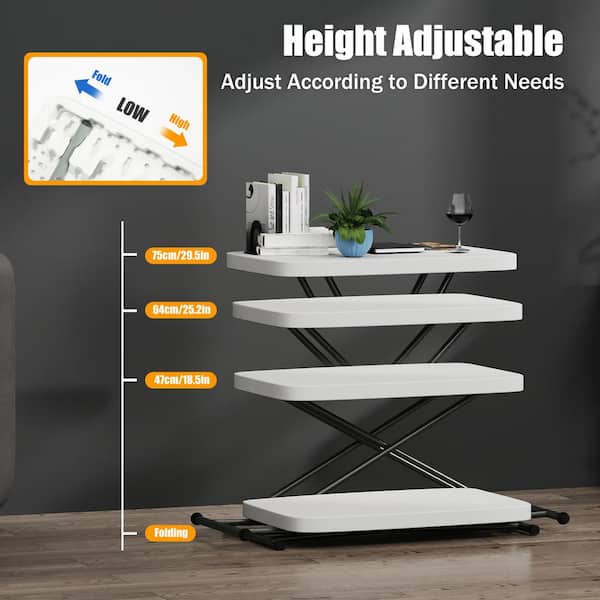 YIYIBYUS 30.3 in. White Plastic Adjustable Height Liftable Folding