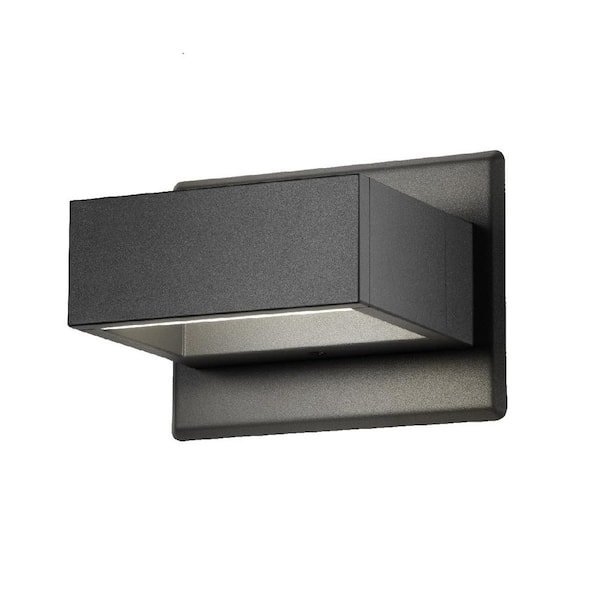 Unbranded Black Aluminum Up Down Outdoor Hardwired Wall Lantern Sconce Integrated LED Modern Exterior Front Porch Light Fixture