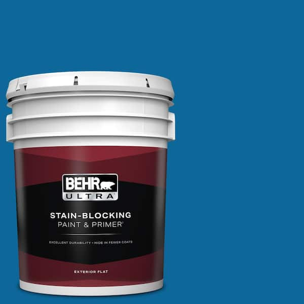 BEHR ULTRA 5 gal. #MQ4-58 Mondrian Blue Flat Exterior Paint & Primer