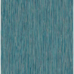 Kofi Blue Faux Grasscloth Blue Wallpaper Sample