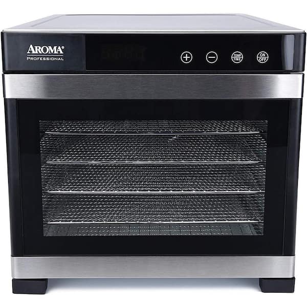 AROMA 6-Tray Black Electric Food Dehydrator with Glass Door