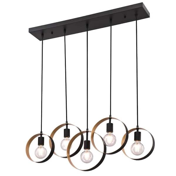 Olympus 5-Light Matte Black Chandelier