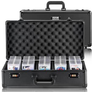 Graded Card Storage Box 5-Slots Black Picture Frame Carrying Case with Coded Lock Foam Dividers for 162 PSA Graded Cards