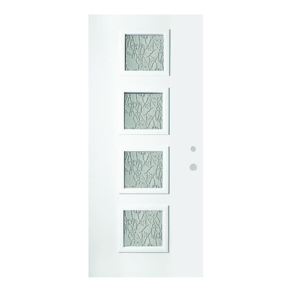 Stanley Doors 36 in. x 80 in. Evelyn Delta Satin 4 Lite Painted White Steel Prehung Front Door