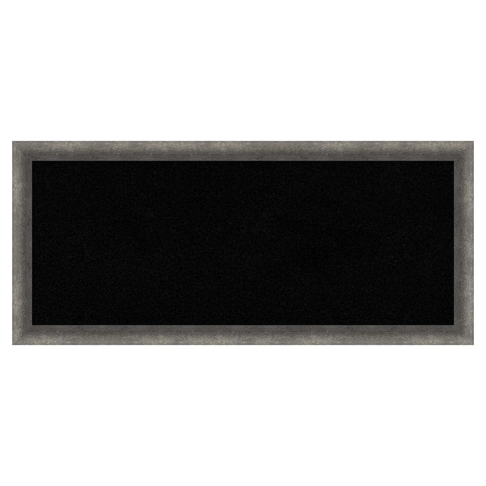 Amanti Art Burnished Concrete Narrow Wood Framed Black Corkboard 32 in. W. x 14 in. Bulletin