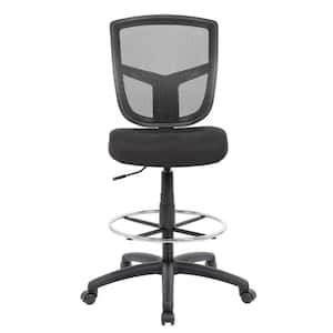 BOSS Mesh Upholstery Adjustable Height Ergonomic Contract Grade Drafting Chair in Black without Arms