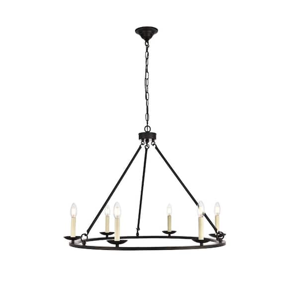 Unbranded 32 in. Home Living 6 Light Black Chandelier with no Bulbs Included