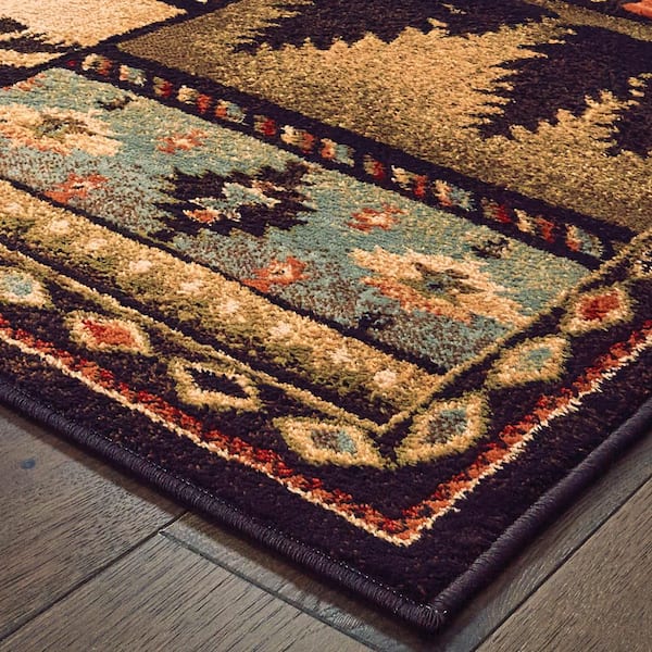 Timberidge Black/Multi 2 ft. x 8 ft. Geo Lodge Runner Rug