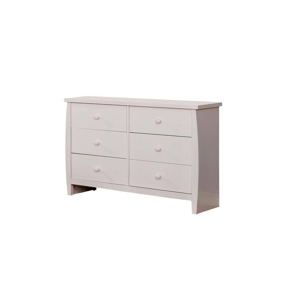 Benjara 48 in. White 6Drawer Wooden Dresser Without Mirror BM207308