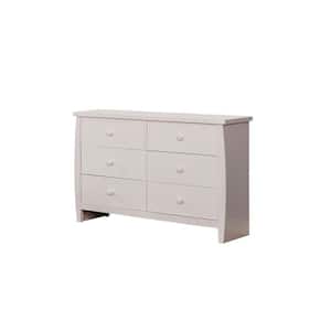 48 in. White 6-Drawer Wooden Dresser Without Mirror