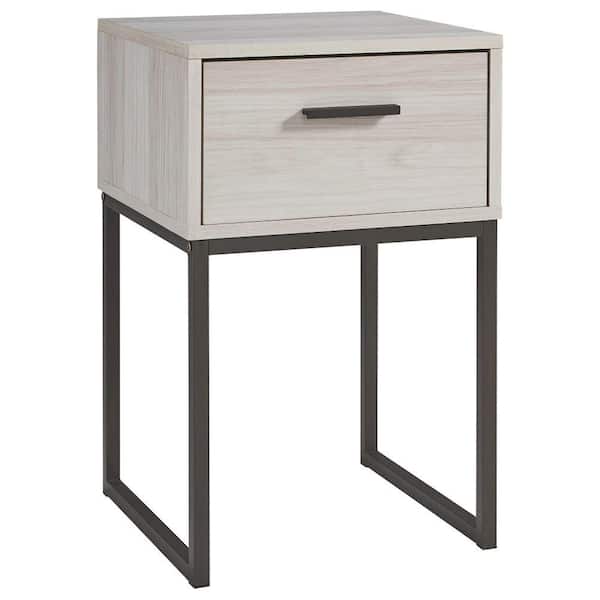 Benjara 15.75 in. White and Gray 1-Drawer Wooden Nightstand